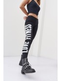 Sports leggings with white print, black 9726 - Online store - Boutique